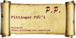 Pittinger Pál névjegykártya